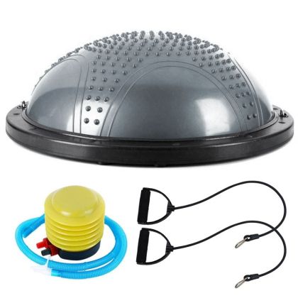 Полутопка за баланс BOSU BALL, 59 см, С твърда основа и ластици, Сив /31067102/ — Dias Sport